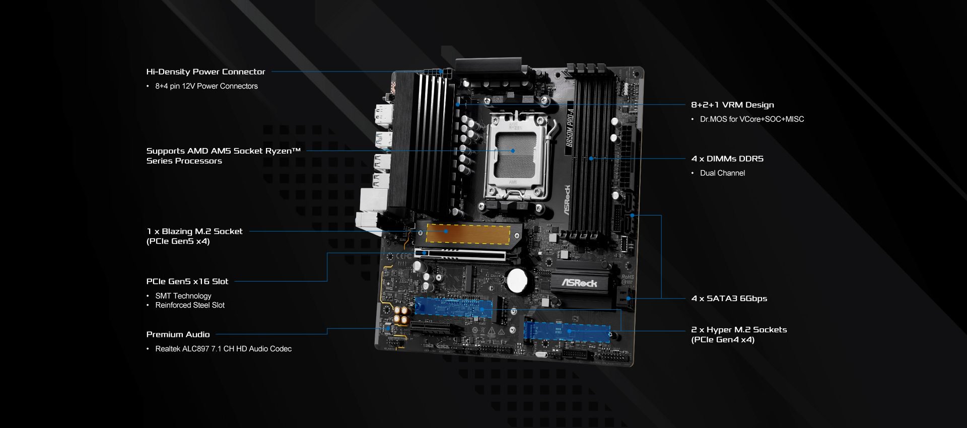 ASRock B850M Pro-A AM5 Micro ATX Motherboard - Newegg.com